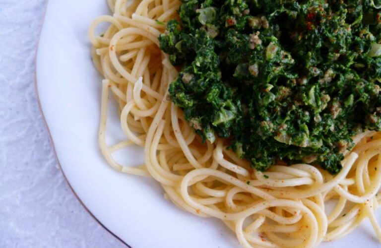 Spaghetti ze szpinakiem