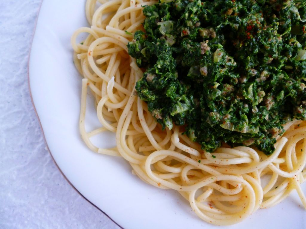 Spaghetti ze szpinakiem