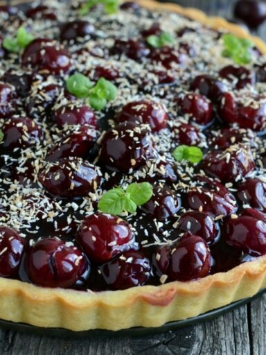 Tarta wiśniowa z kremem pana cotta