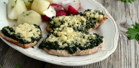 Schab pod szpinakową pierzynką