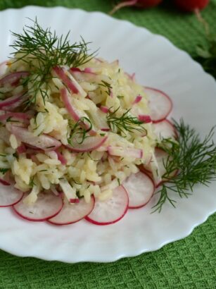 Koperkowe risotto z rzodkiewką