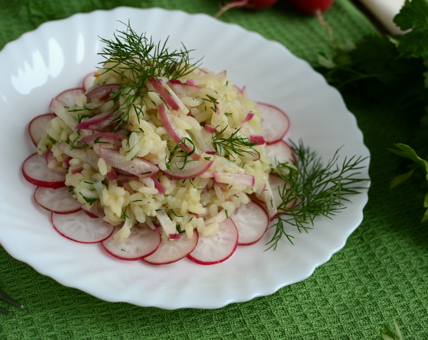 Koperkowe risotto z rzodkiewką