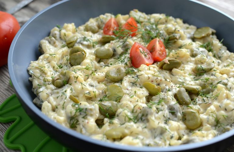 Koperkowe risotto z bobem