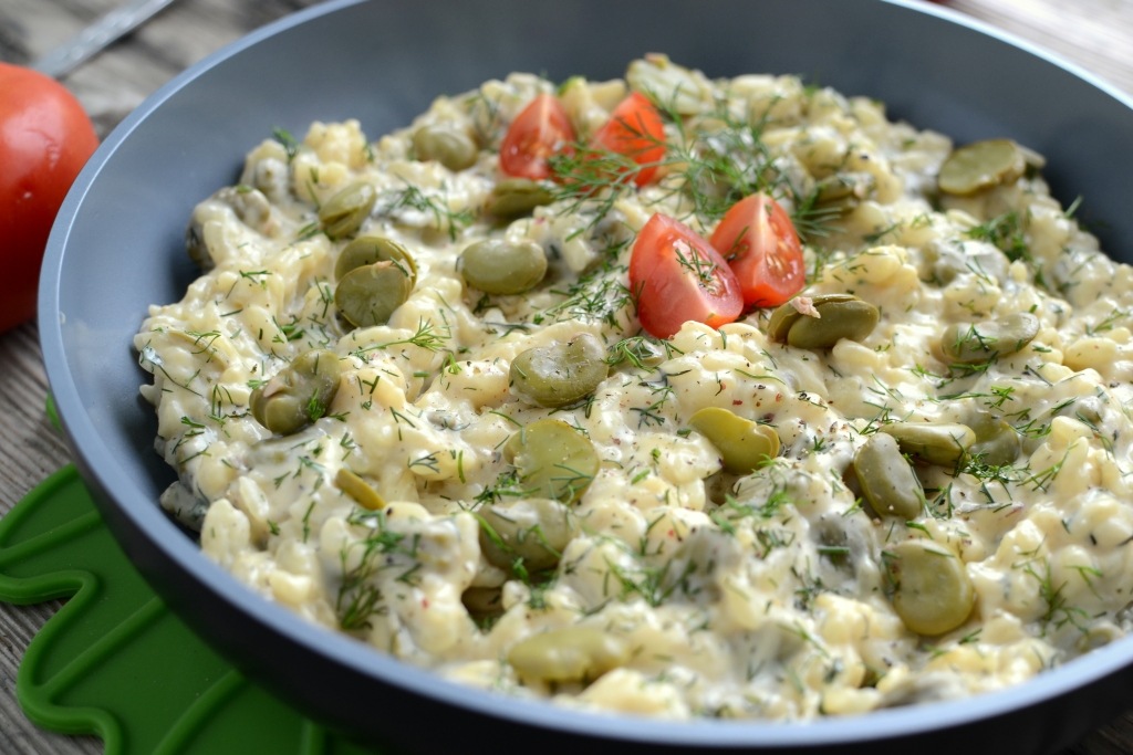 Koperkowe risotto z bobem
