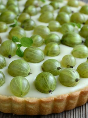 Tarta budyniowa z agrestem