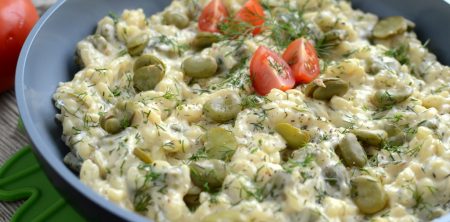 Koperkowe risotto z bobem