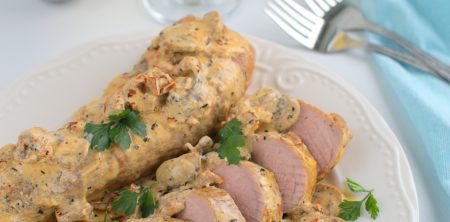 Polędwiczki z pieczarkami i suszonymi pomidorami w sosie mascarpone