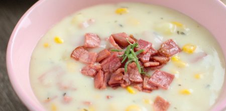 Chowder z szynką, kukurydzą i ziemniakami