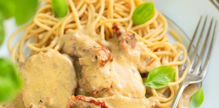 Polędwiczki w sosie z suszonymi pomidorami