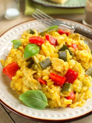 Risotto z papryką, cukinią i kurczakiem
