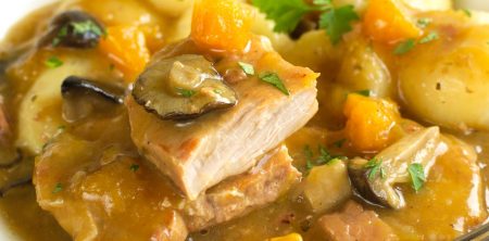 Schab w sosie z dynią i gąskami