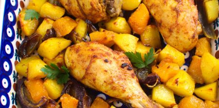 Pałki z kurczaka pieczone z dynią w curry