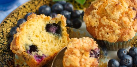 Migdałowe babeczki z borówkami