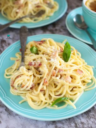 Spaghetti alla carbonara z mascarpone