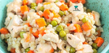 Kaszotto z kurczakiem i marchewką z groszkiem