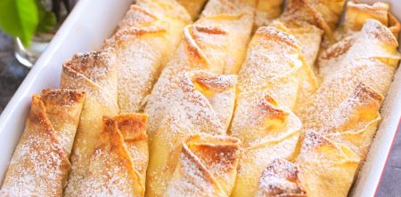 Naleśniki z serem zapiekane w śmietance