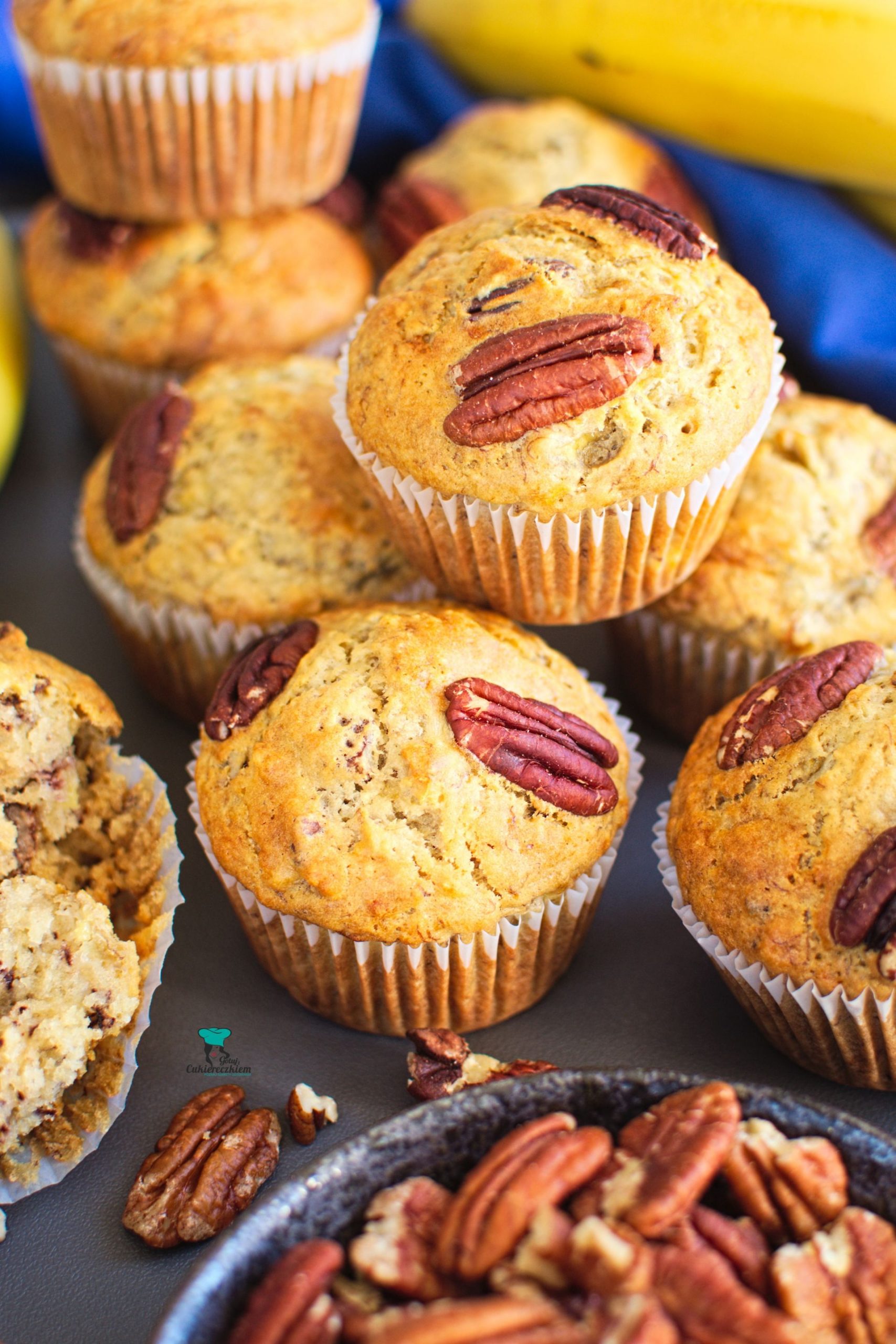 Muffinki bananowe z orzechami pekan