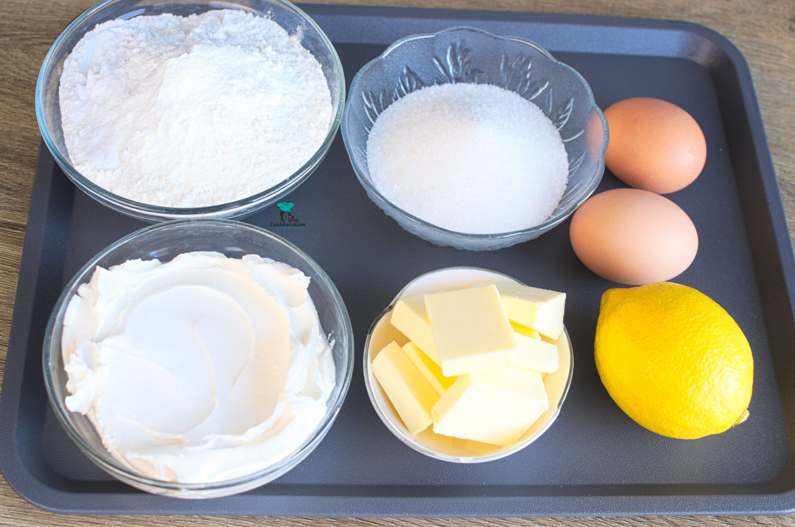 Składniki na ciasto cytrynowe z mascarpone