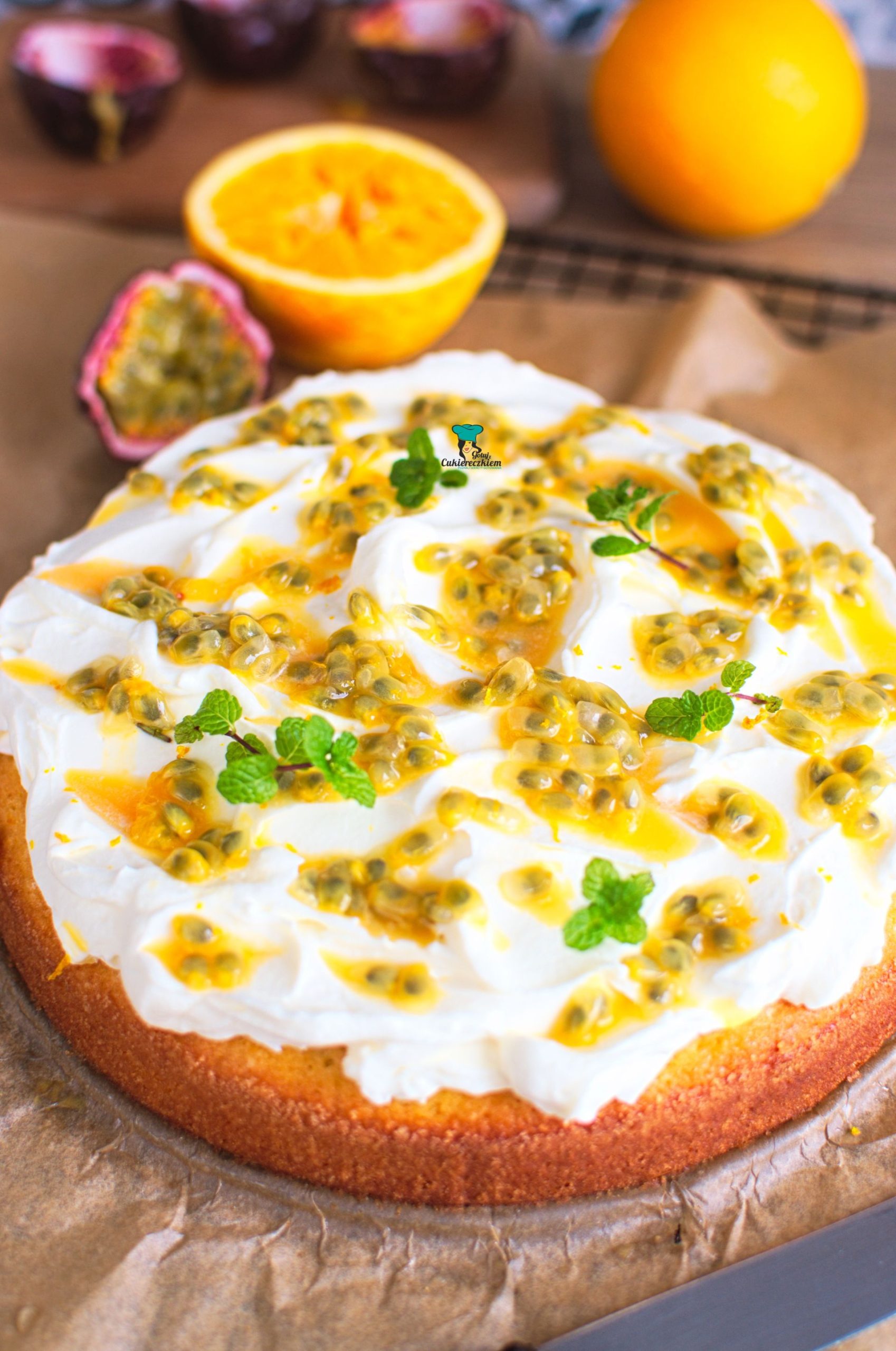 Ciasto pomarańczowe z mascarpone i marakują