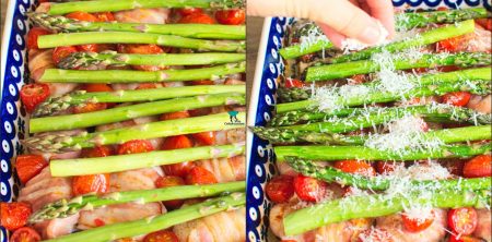 Kurczak w boczku zapiekany ze szparagami