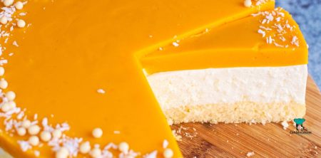 Ciasto z białą czekoladą, kokosem i mango