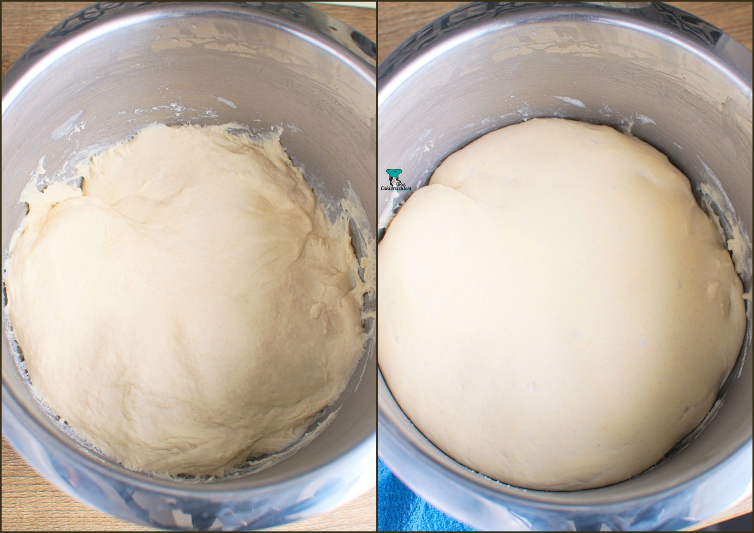 Ciasto przed i po wyrośnięciu