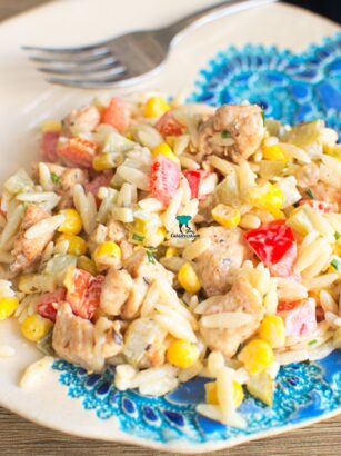 Sałatka gyros z makaronem orzo