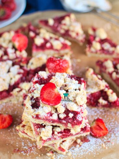 Crumble bars czyli batoniki z truskawkami