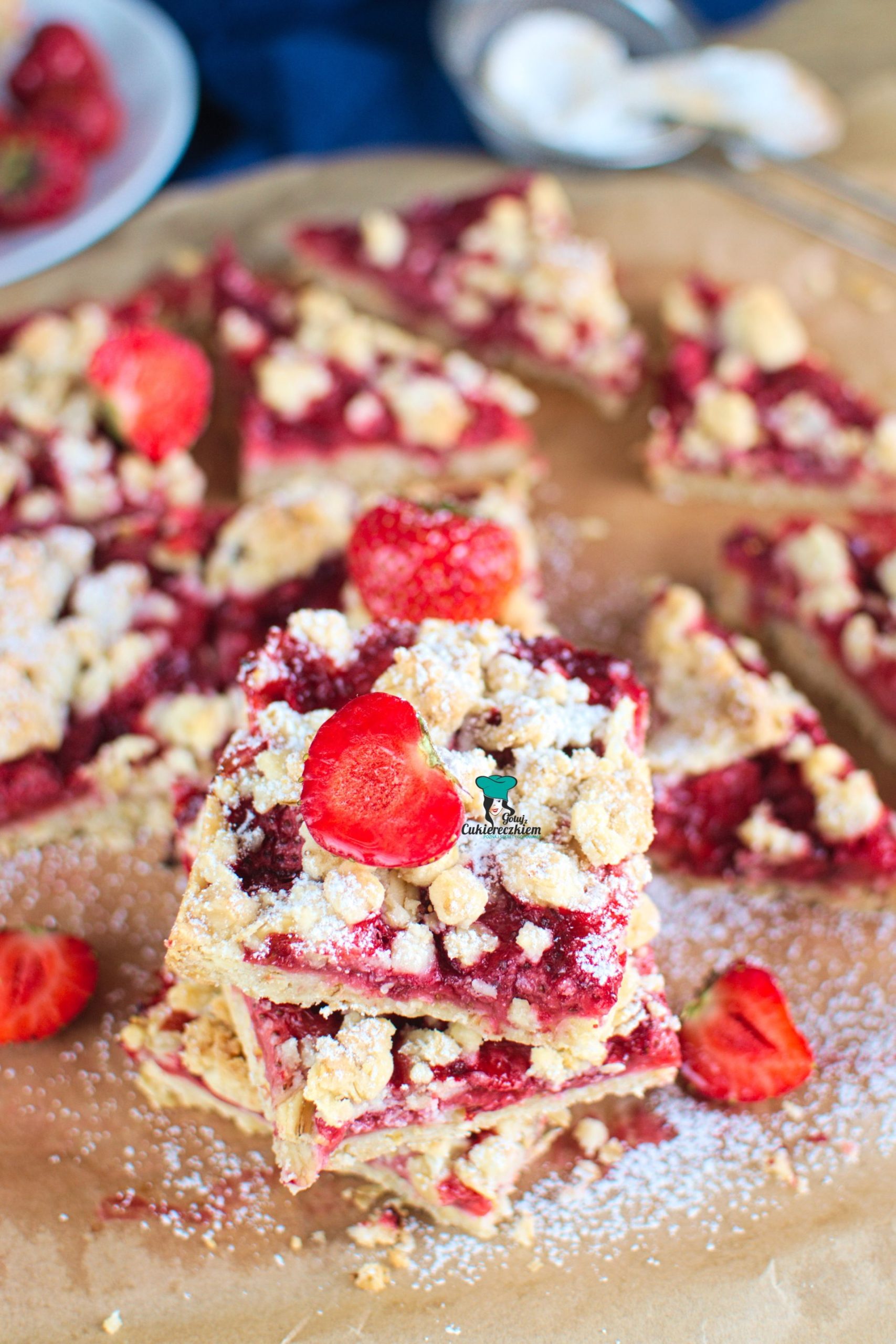 Crumble bars czyli batoniki z truskawkami